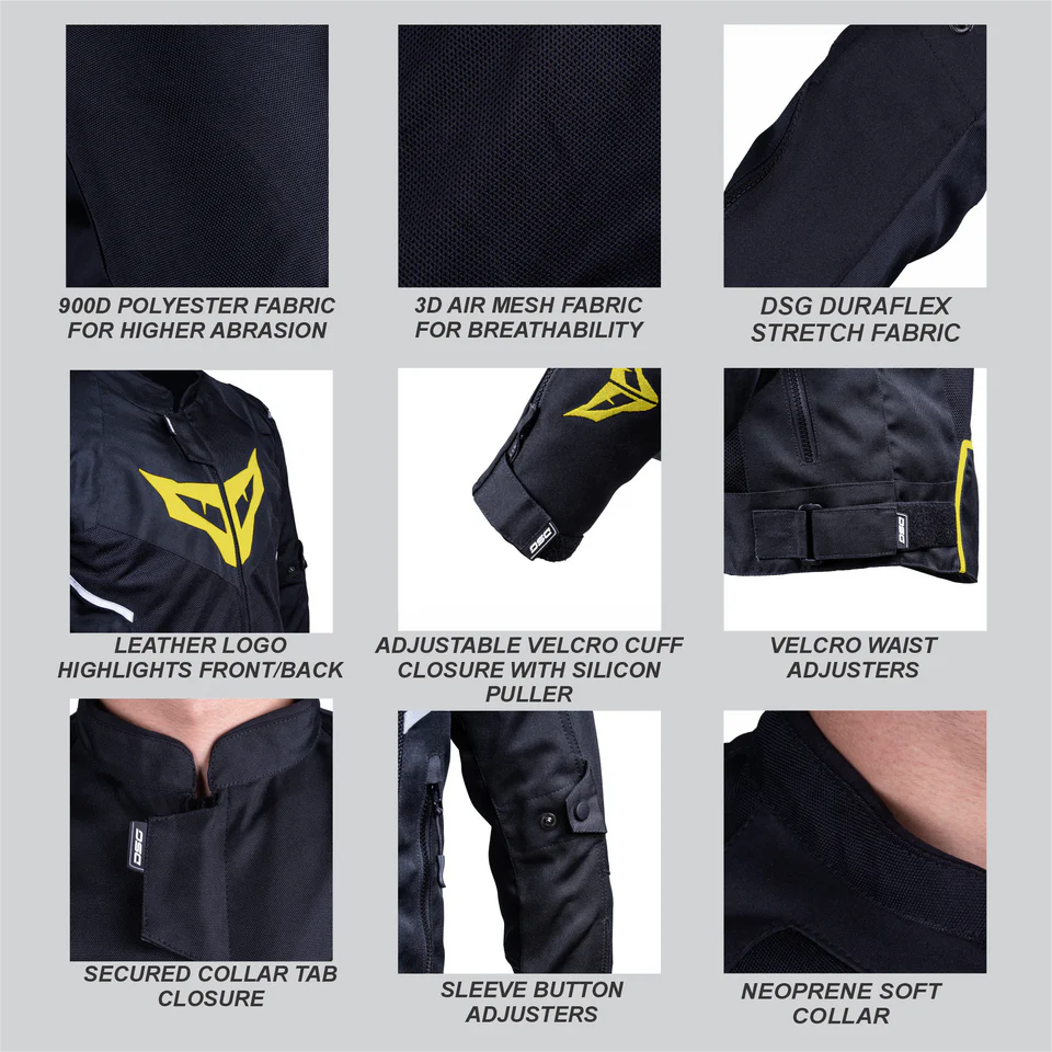 DSG GPX RIDING JACKET - BLACK YELLOW FLUO