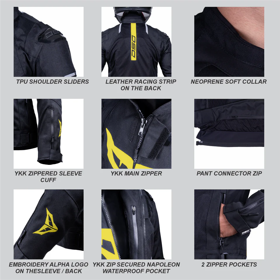 DSG GPX RIDING JACKET - BLACK YELLOW FLUO