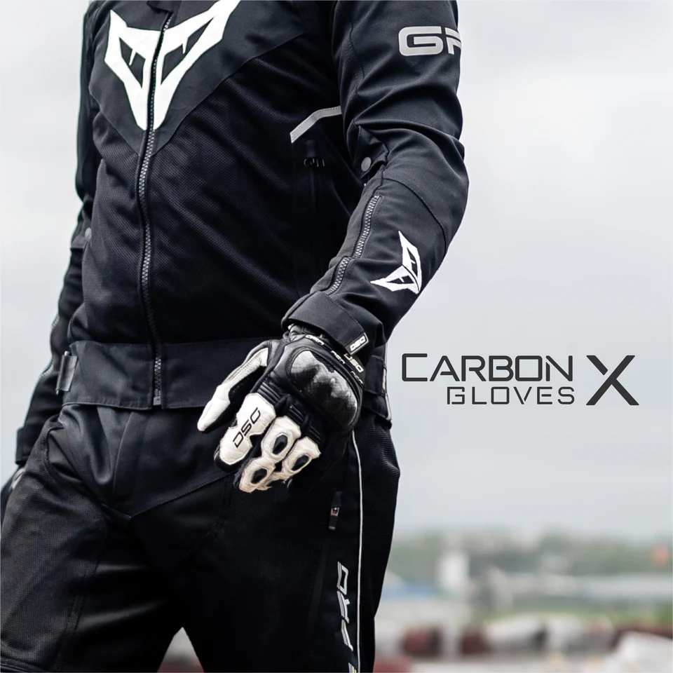 DSG CARBON X V1 RIDING GLOVE - BLACK WHITE