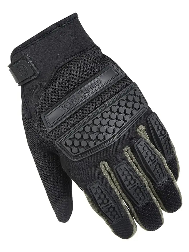 ROYAL ENFIELD URBAN HUSTLER ROVER V3 RIDING GLOVES - OLIVE & BLACK