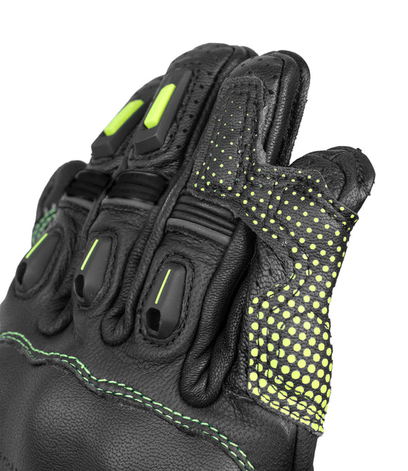 RYNOX ADVENTO PRO GLOVES - BLACK HI-VIZ GREEN