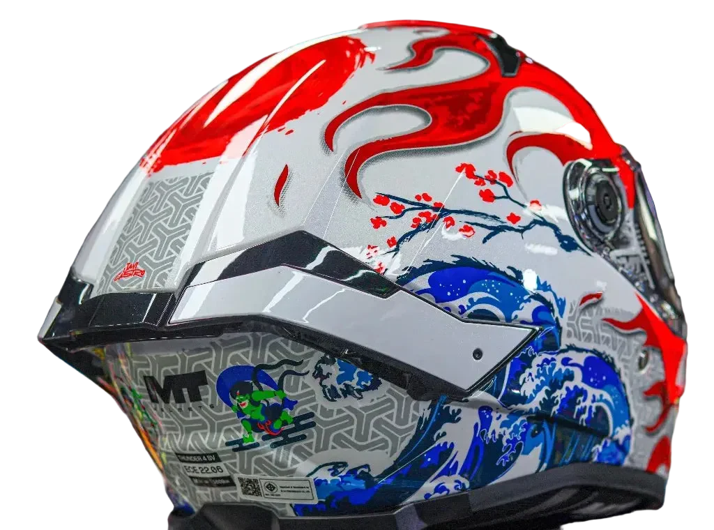 MT THUNDER 4 SV YAMANAKA JAPAN A5 HELMET - GLOSS WHITE RED BLUE