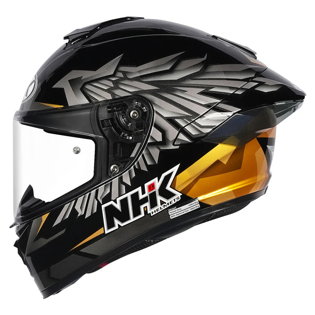 NHK K5R WINGSTAR GLOSS BLACK GOLD HELMET