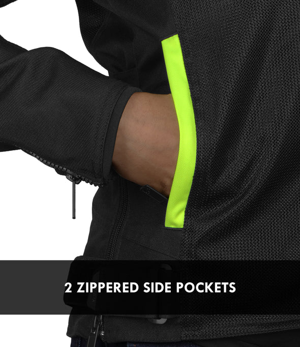 RYNOX AIR GT 4 WOMEN'S JACKET - BLACK HI-VIZ GREEN