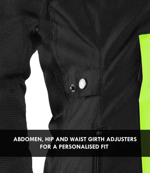 RYNOX AIR GT 4 WOMEN'S JACKET - BLACK HI-VIZ GREEN