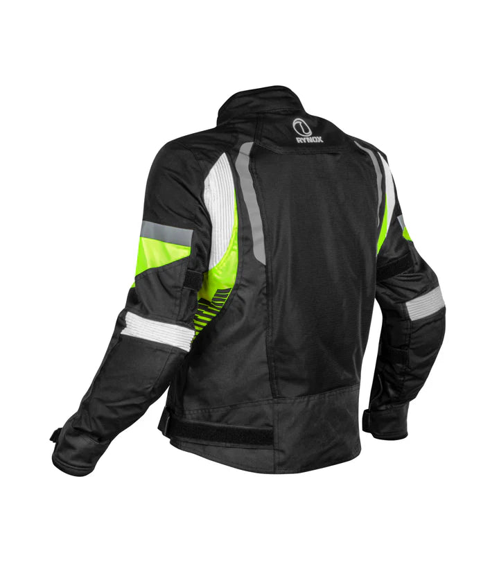 RYNOX TORNADO PRO 4 JACKET - CE CERTIFIED CLASS A - BLACK HI-VIZ GREEN