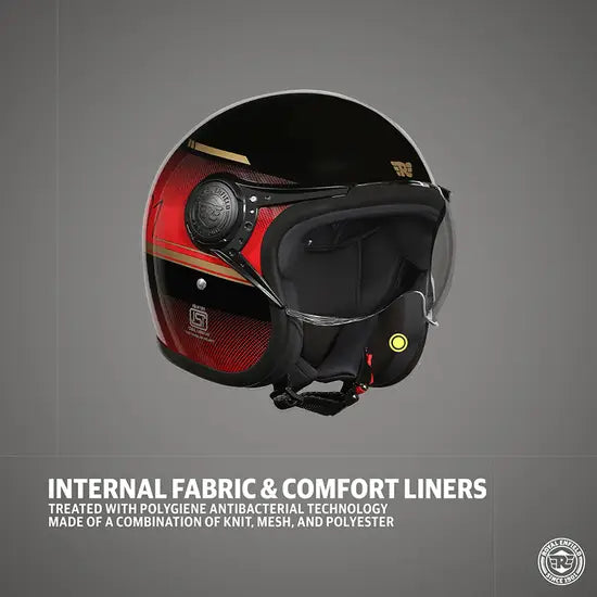 ROYAL ENFIELD JET OPEN FACE MLG NEO HELMET - BLACK & RED