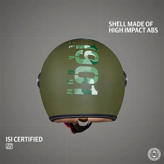 ROYAL ENFIELD CHOPPER MLG CAMO HELMET WITH CLEAR VISOR - BATTLE GREEN
