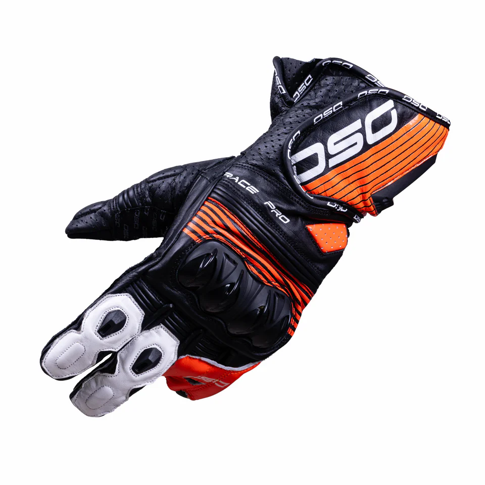 DSG RACE PRO V1 RIDING GLOVE - BLACK RED FLUO WHITE