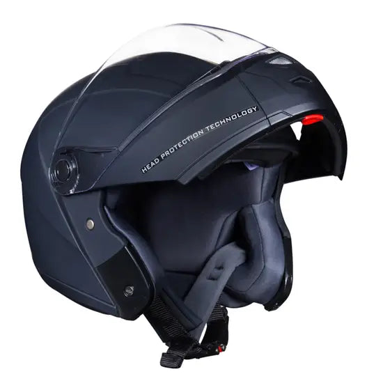 ROYAL ENFIELD MODULAR ADROIT HELMET WITH CLEAR VISOR - MATT BLACK