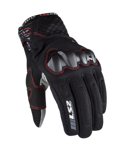 LS2 CHAKI MEN GLOVES - BLACK RED