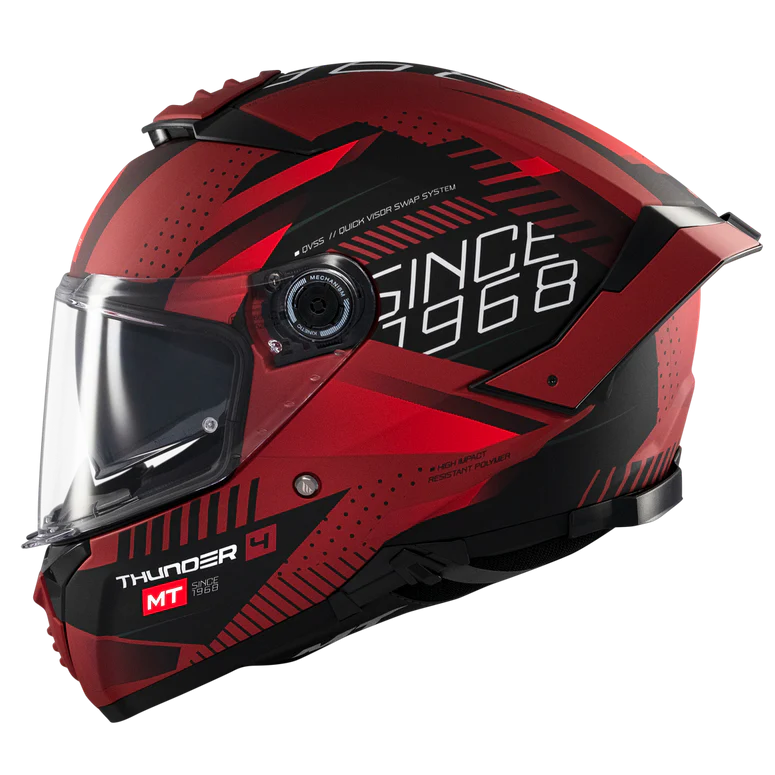 MT THUNDER 4 SV LUMINENCE D5 GLOSS HELMET - RED BLACK