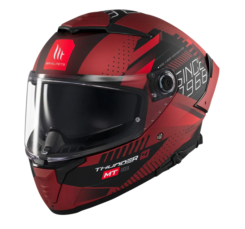 MT THUNDER 4 SV LUMINENCE D5 GLOSS HELMET - RED BLACK
