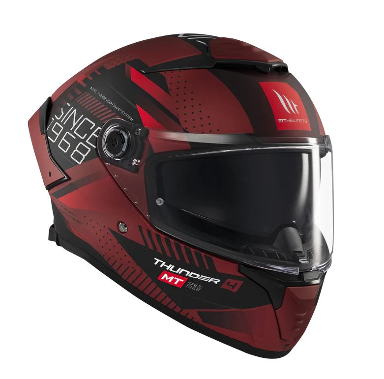 MT THUNDER 4 SV LUMINENCE D5 GLOSS HELMET - RED BLACK