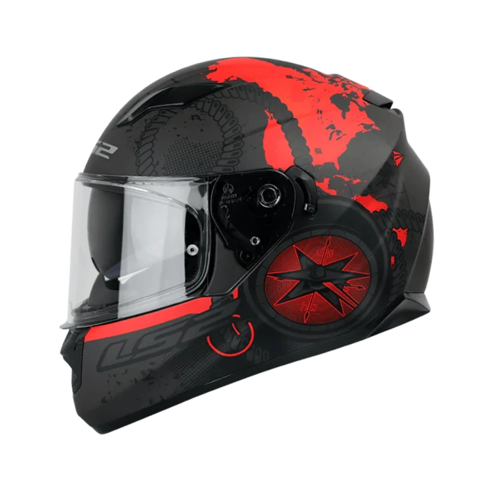 LS2 FF320 STREAM EVO VIATOR MATT BLACK 7C RED (D-RING)