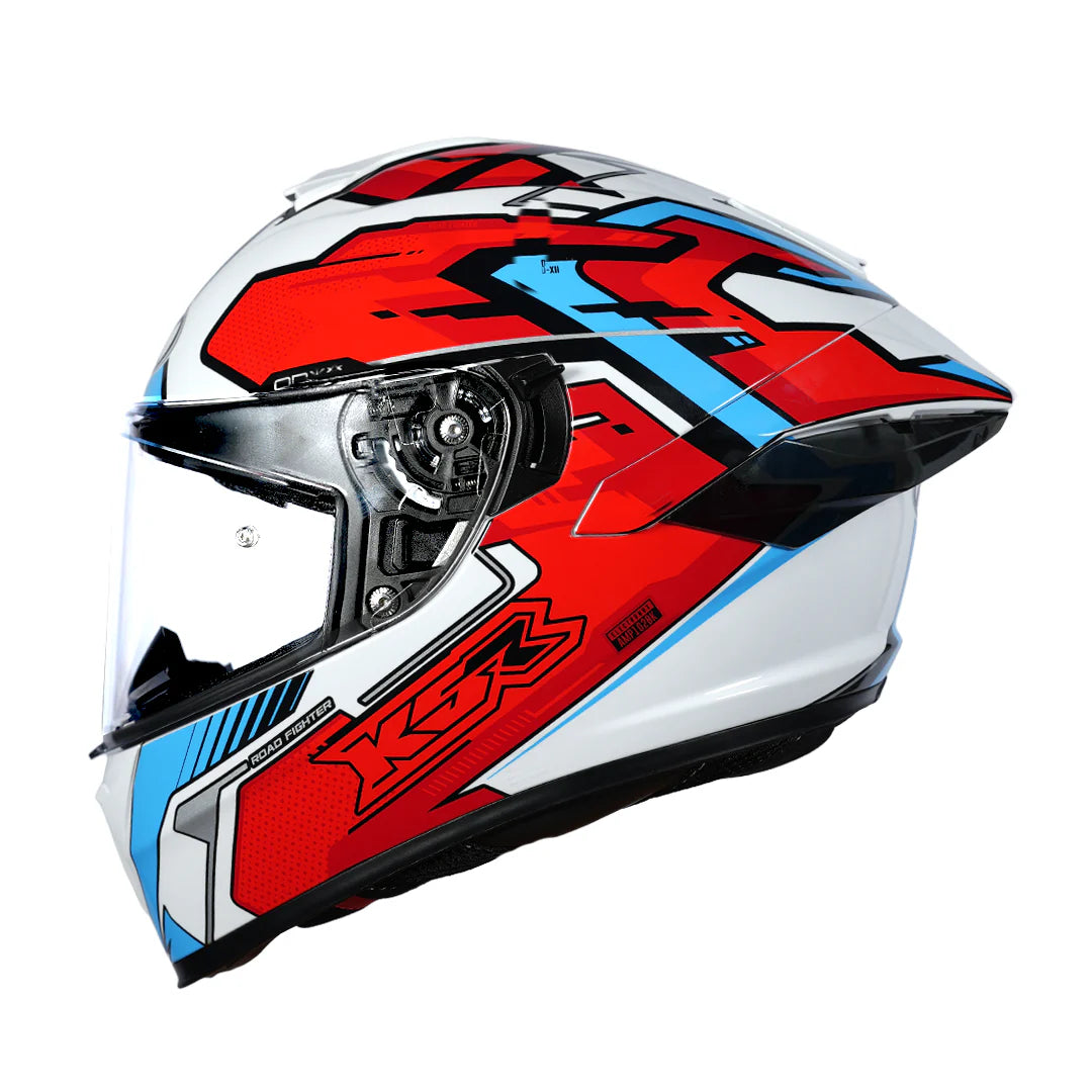 NHK K5R ONXY HELMET - WHITE RED & BLUE