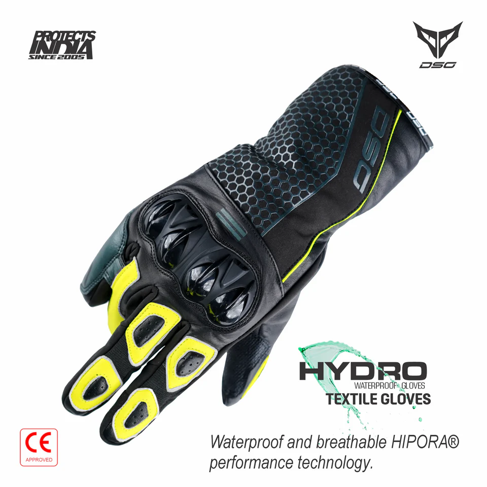 DSG HYDRO V2 RIDING GLOVE BLACK YELLOW FLUO