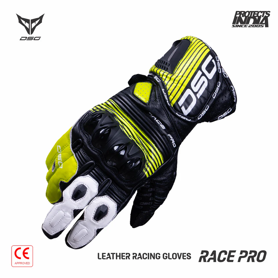 DSG RACE PRO V1 RIDING GLOVE - BLACK YELLOW FLUO WHITE