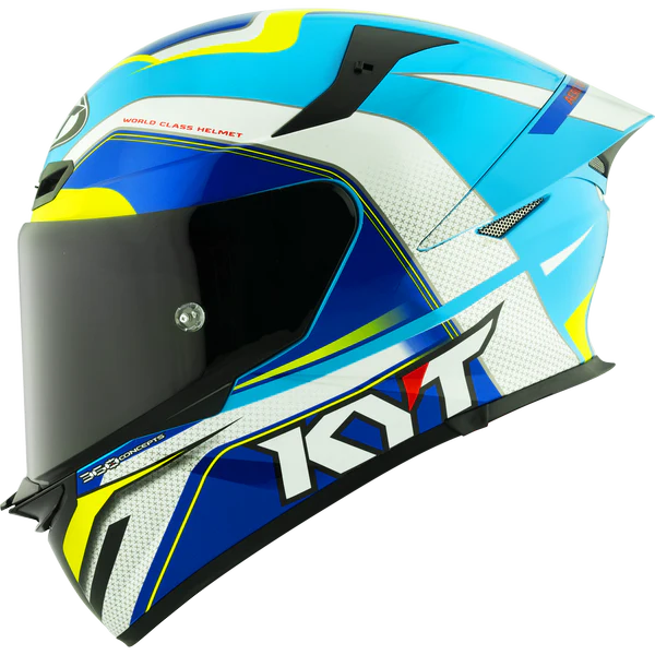 KYT TT REVO HELMET - GRAND PRIX WHITE LIGHT BLUE