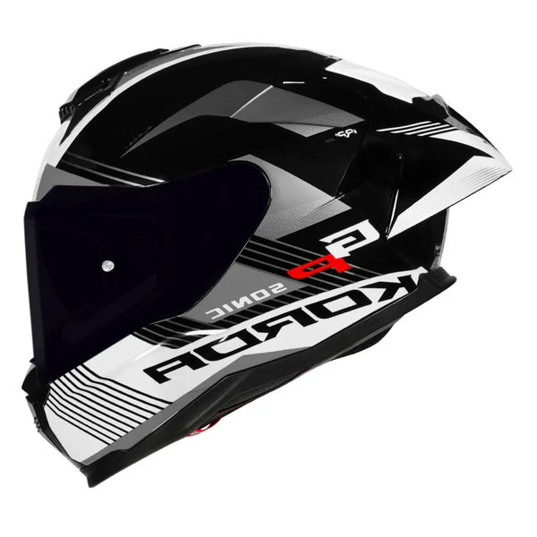 KORDA SONIC GP FURIOSA HELMET - GLOSS BLACK WHITE GREY