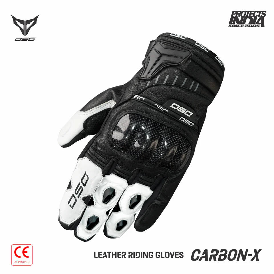 DSG CARBON X V1 RIDING GLOVE - BLACK WHITE