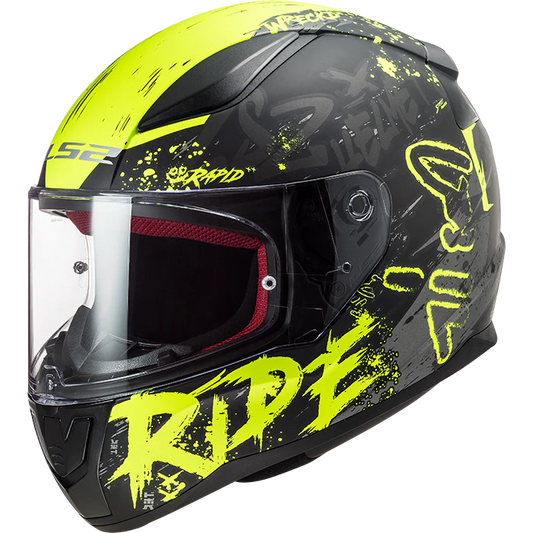 LS2 FF353 RAPID HELMET - NAUGHTY GLOSS BLACK HV YELLOW