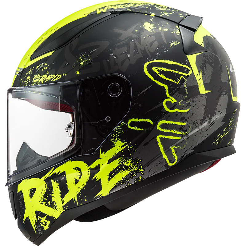 LS2 FF353 RAPID HELMET - NAUGHTY GLOSS BLACK HV YELLOW