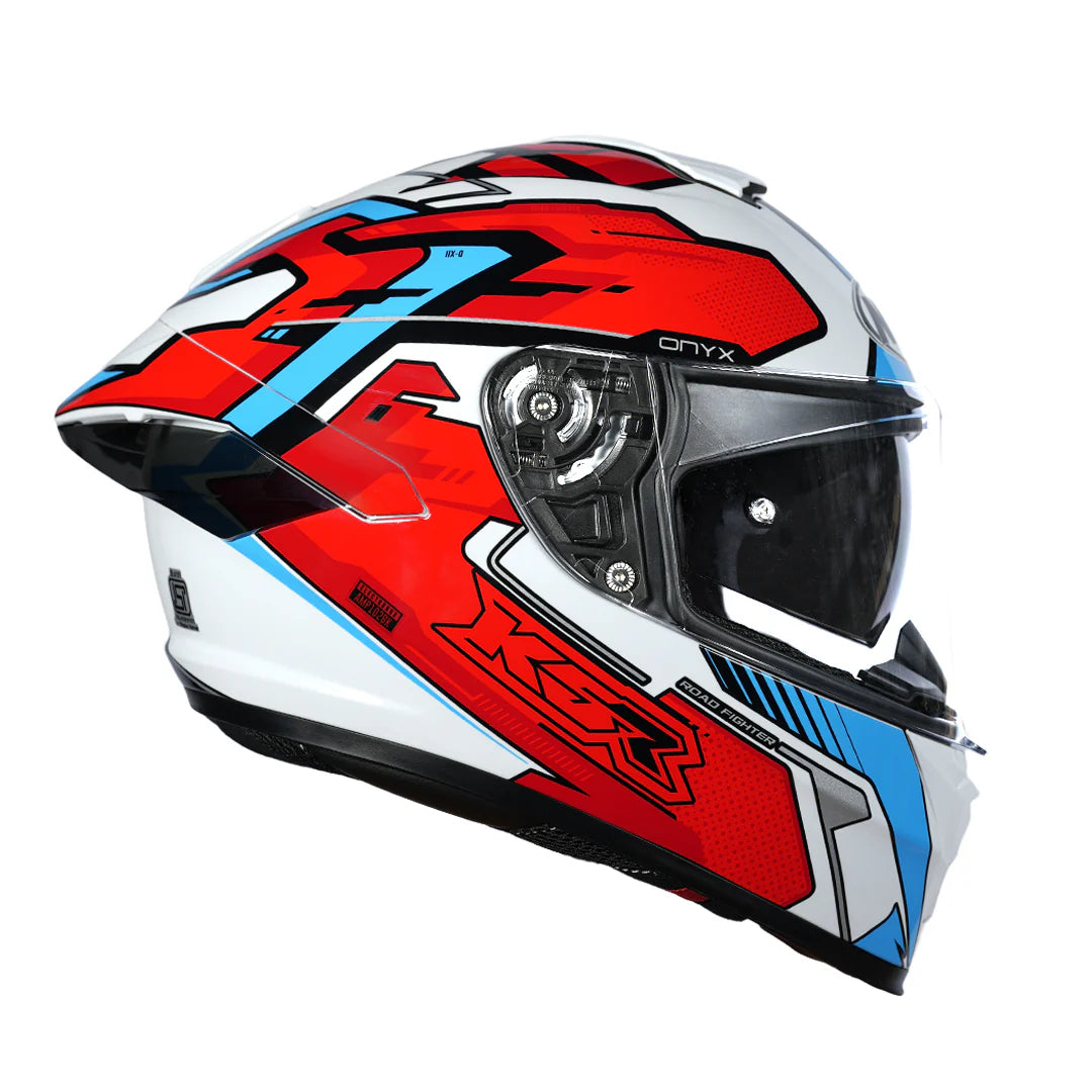 NHK K5R ONXY HELMET - WHITE RED & BLUE