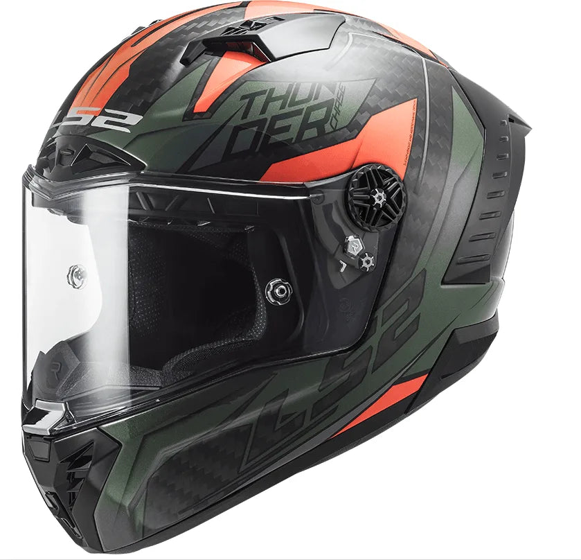 LS2 FF805 THUNDER CARBON CHASE GLOSS GREEN ORANGE