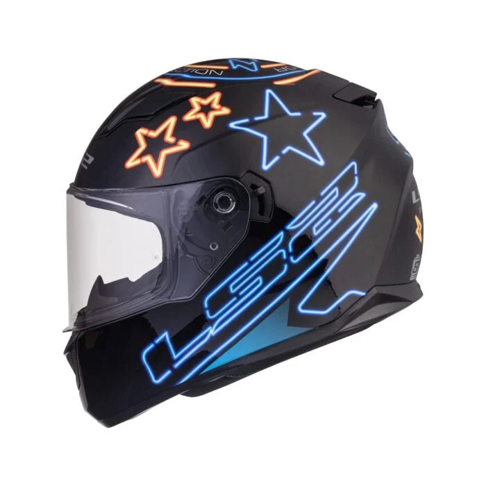 LS2 FF320 STREAM EVO NEON MATT BLACK BLUE FLUO ORANGE WITH PINLOCK