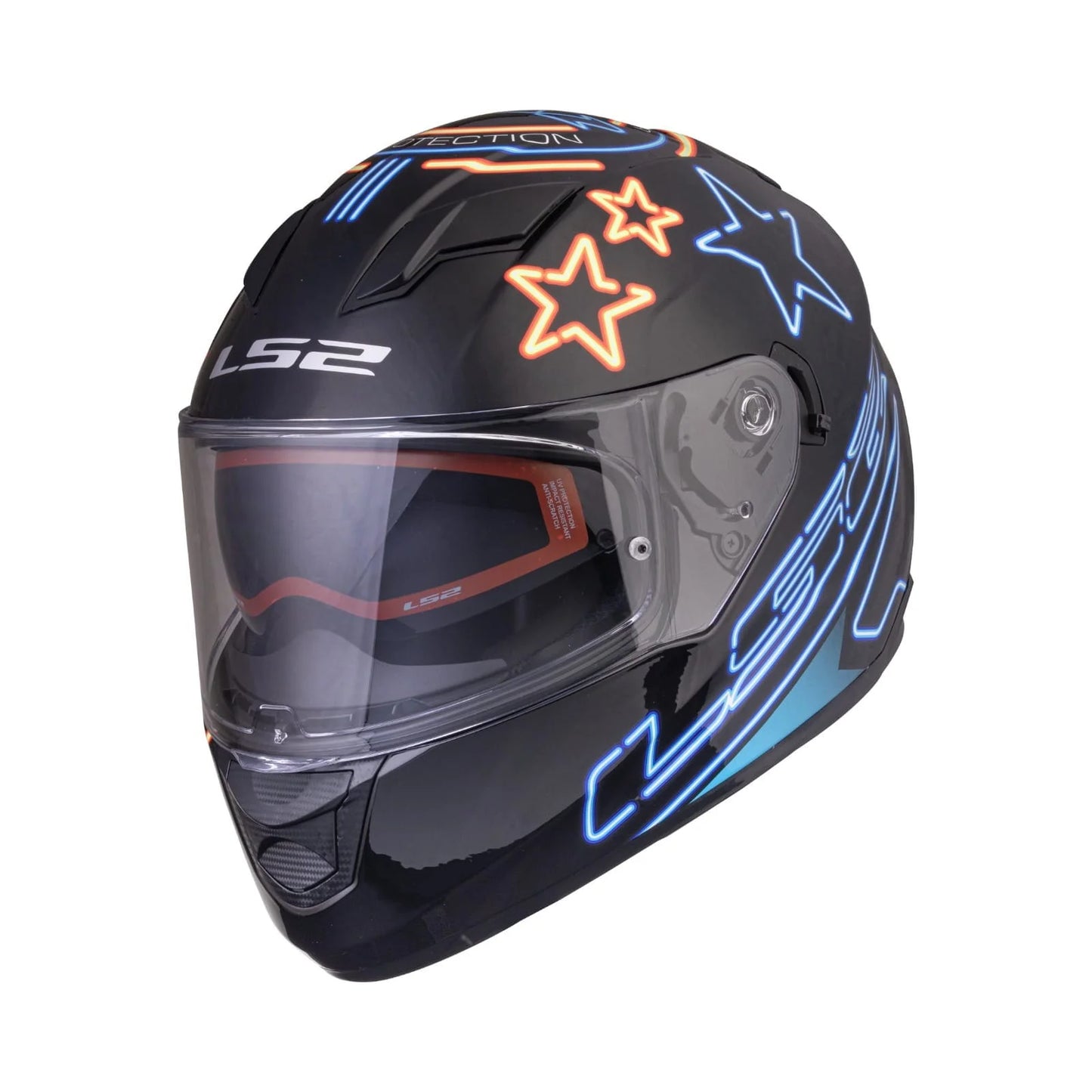 LS2 FF320 STREAM EVO NEON MATT BLACK BLUE FLUO ORANGE WITH PINLOCK