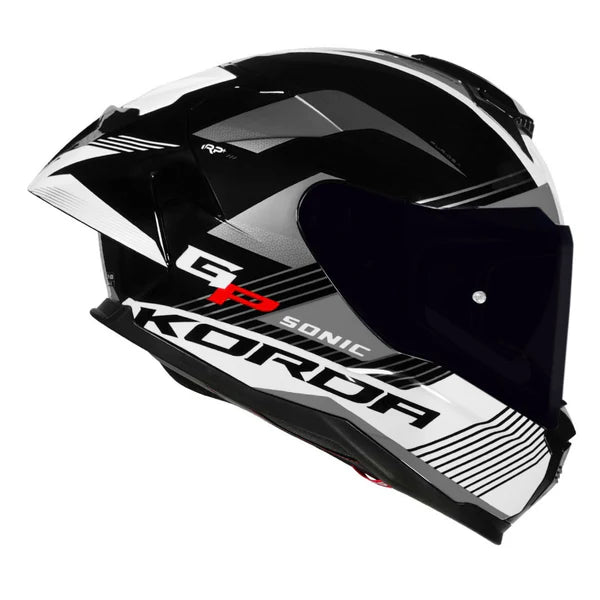 KORDA SONIC GP FURIOSA HELMET - GLOSS BLACK WHITE GREY