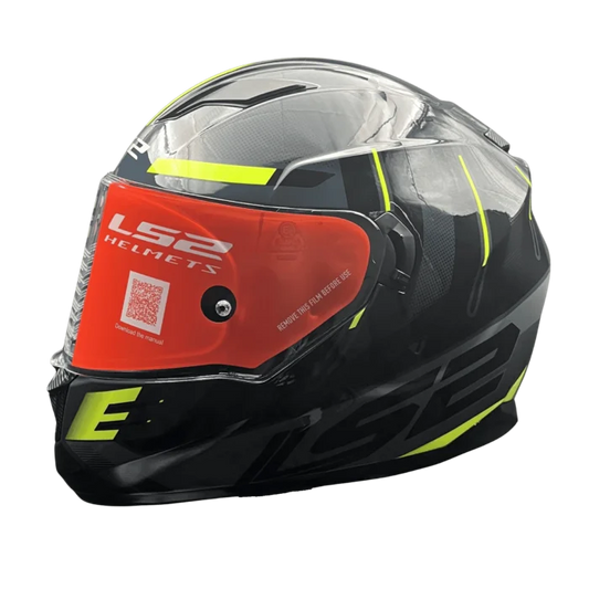 LS2 FF320 STREAM EVO SHADOW GLOSS SILVER H-V YELLOW (D-RING)