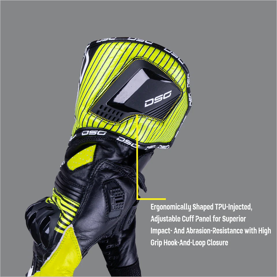DSG RACE PRO V1 RIDING GLOVE - BLACK YELLOW FLUO WHITE