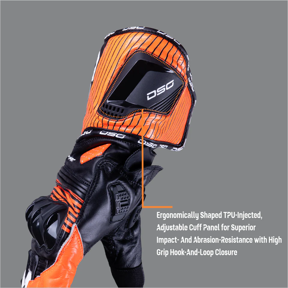 DSG RACE PRO V1 RIDING GLOVE - BLACK RED FLUO WHITE