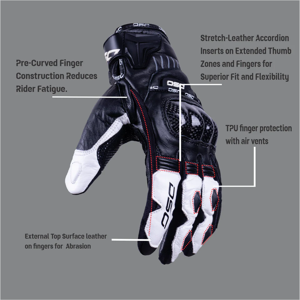 DSG CARBON X V1 RIDING GLOVE - BLACK WHITE