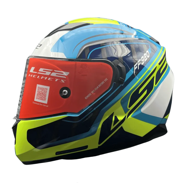 LS2 FF320 STREAM EVO LETAILS BLUE HI VIZ YELLOW (D-RING)