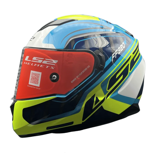 LS2 FF320 STREAM EVO LETAILS BLUE HI VIZ YELLOW (D-RING)