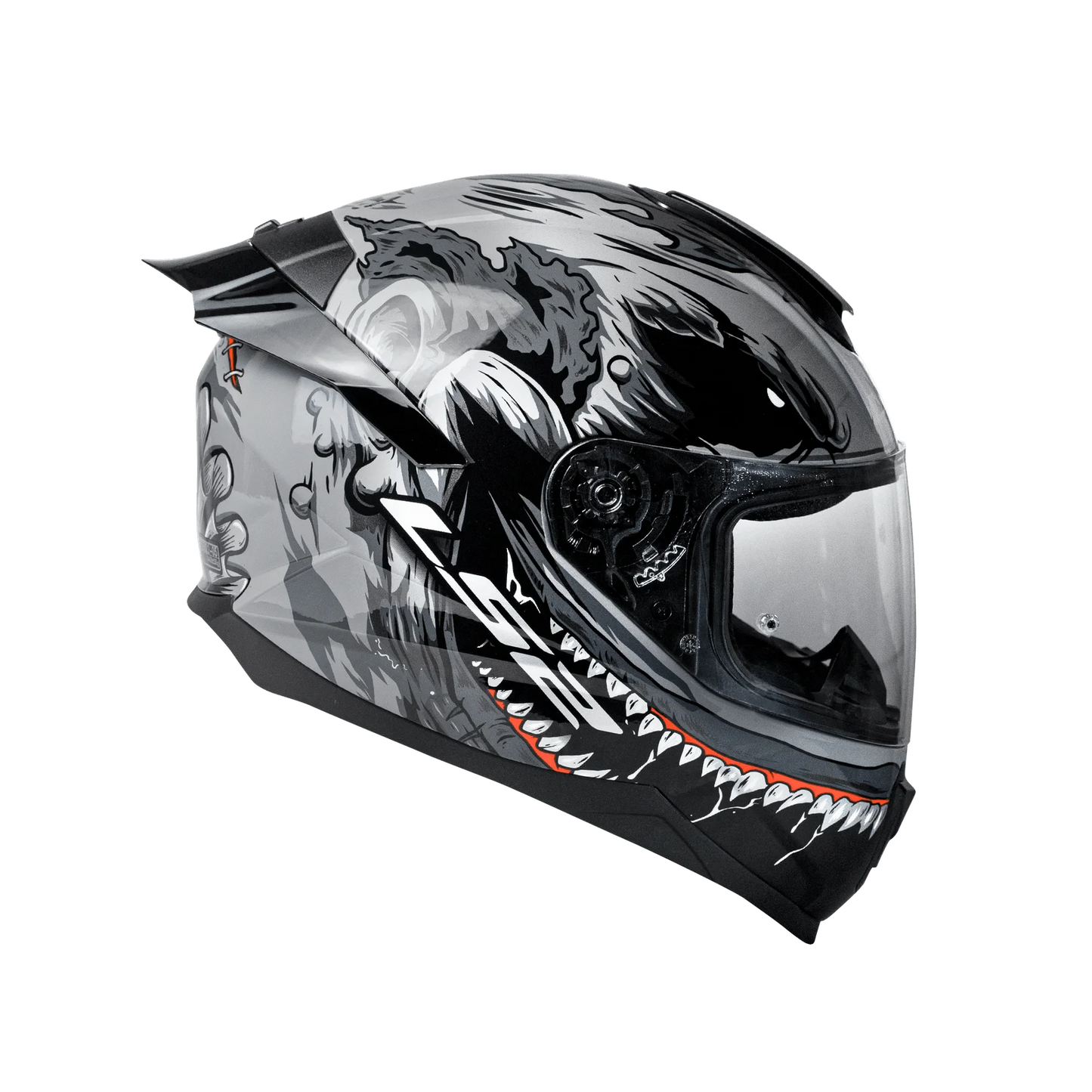 LS2 FF352 FLASH MONSTER GLOSS BLACK GREY