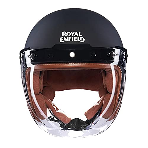 ROYAL ENFIELD LTHR. TRIM HELMET - MATT BLACK