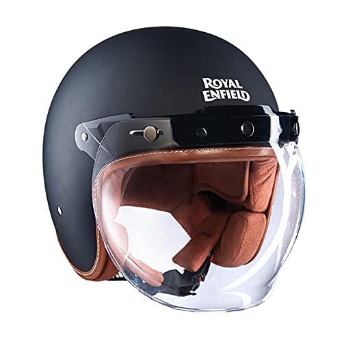 ROYAL ENFIELD LTHR. TRIM HELMET - MATT BLACK