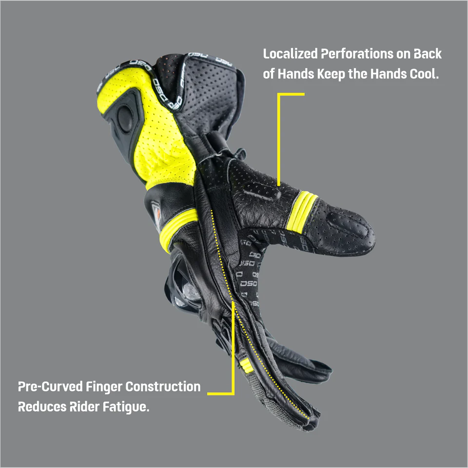 DSG PRO GP RIDING GLOVE BLACK YELLOW FLUO
