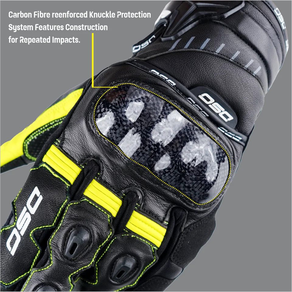 DSG CARBON X V1 RIDING GLOVE - BLACK YELLOW FLUO