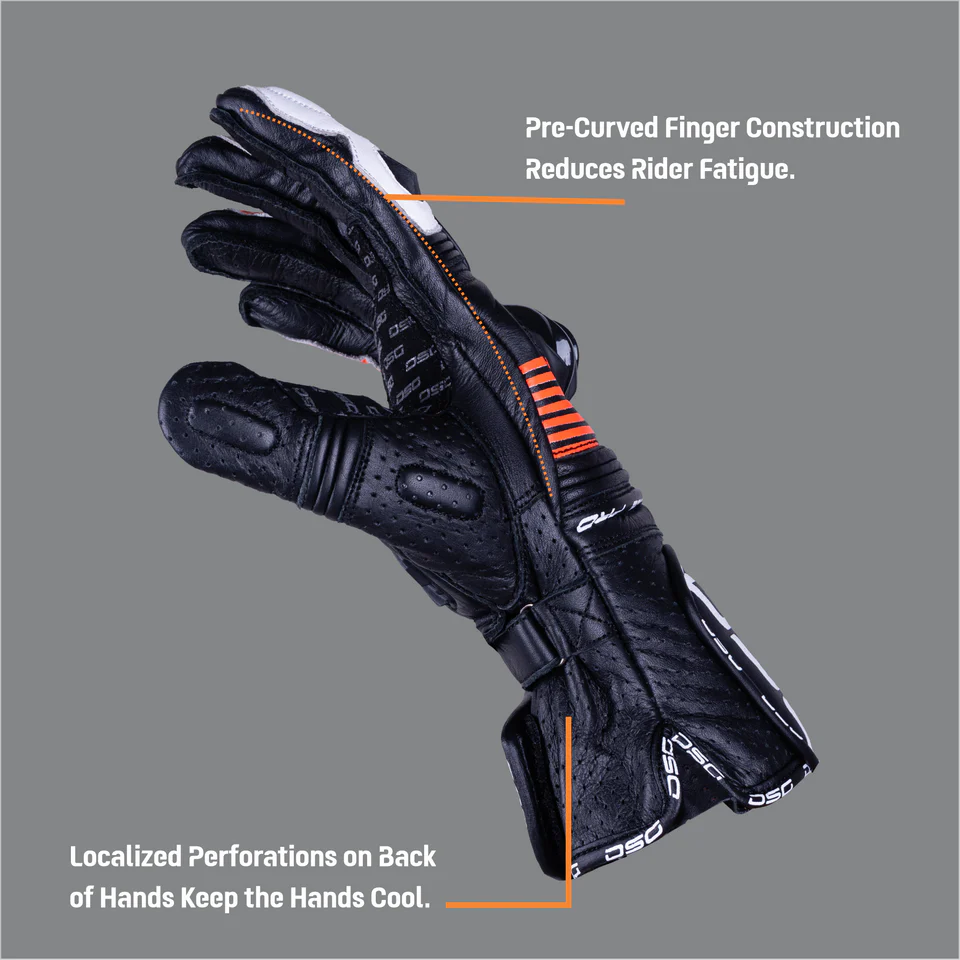 DSG RACE PRO V1 RIDING GLOVE - BLACK RED FLUO WHITE