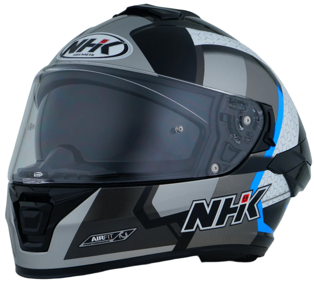 NHK K5R RETRO GLOSS BLACK SILVER BLUE HELMET