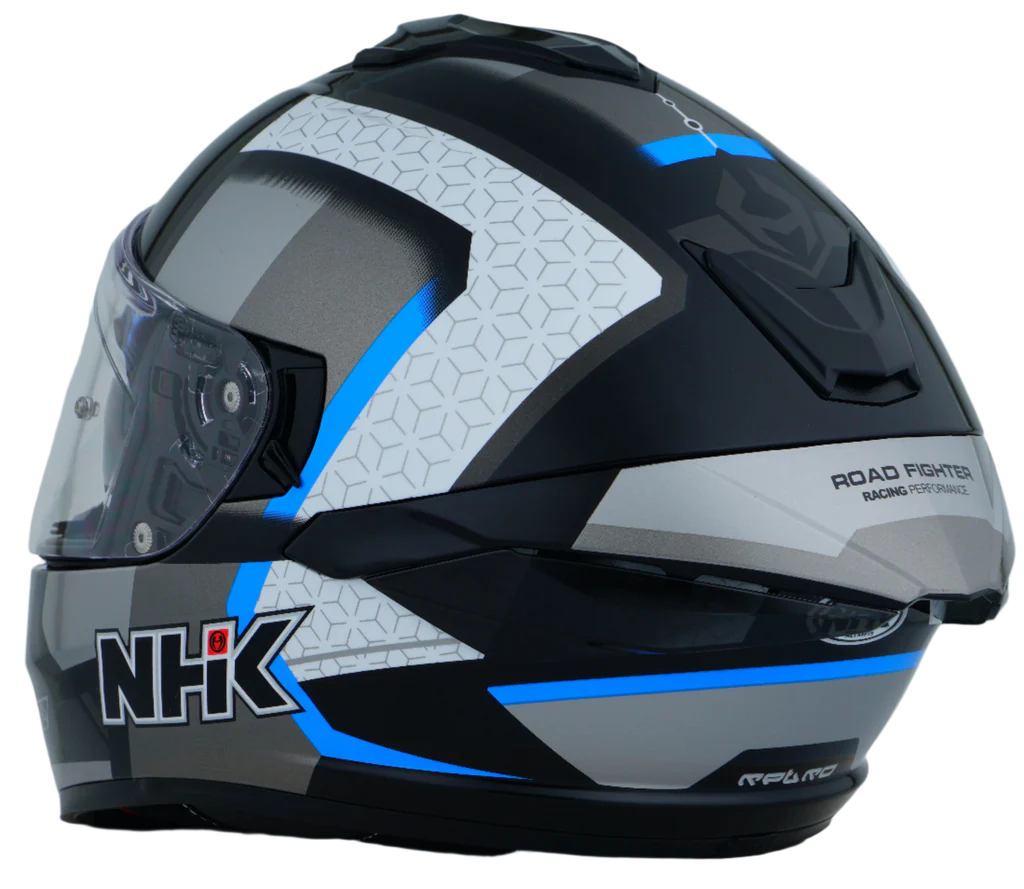 NHK K5R RETRO GLOSS BLACK SILVER BLUE HELMET