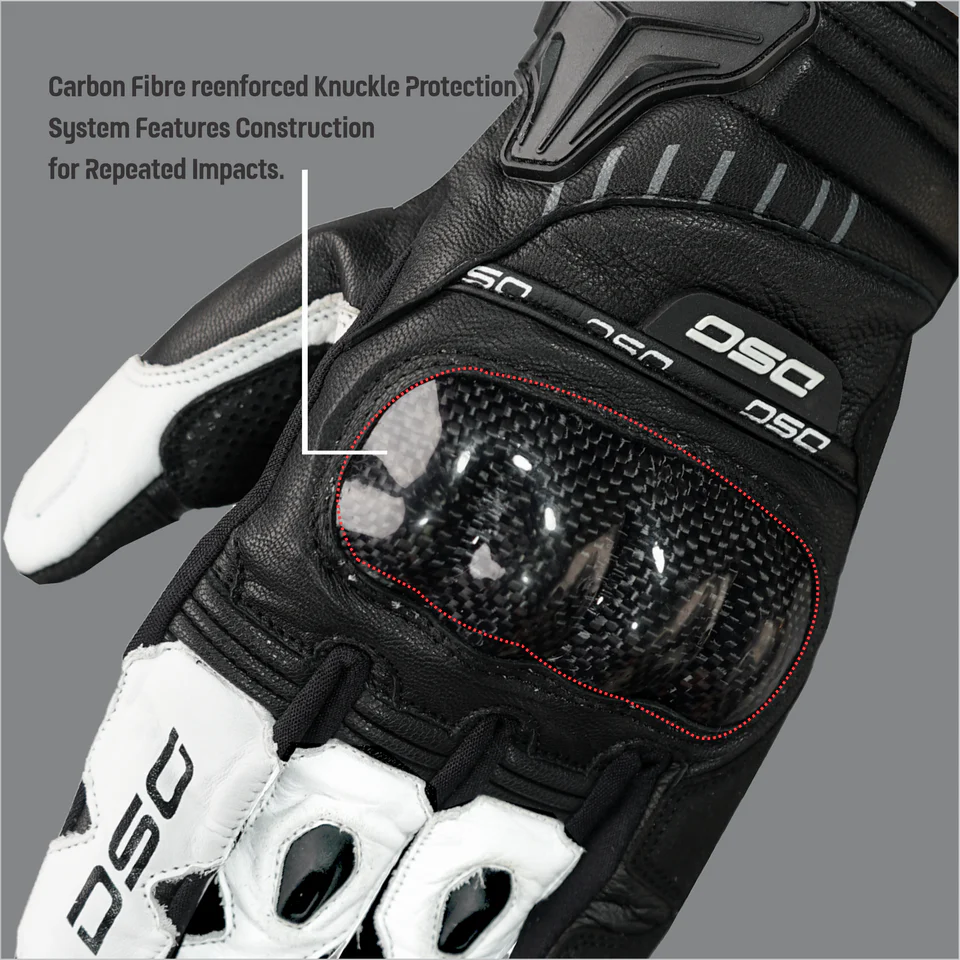 DSG CARBON X V1 RIDING GLOVE - BLACK WHITE