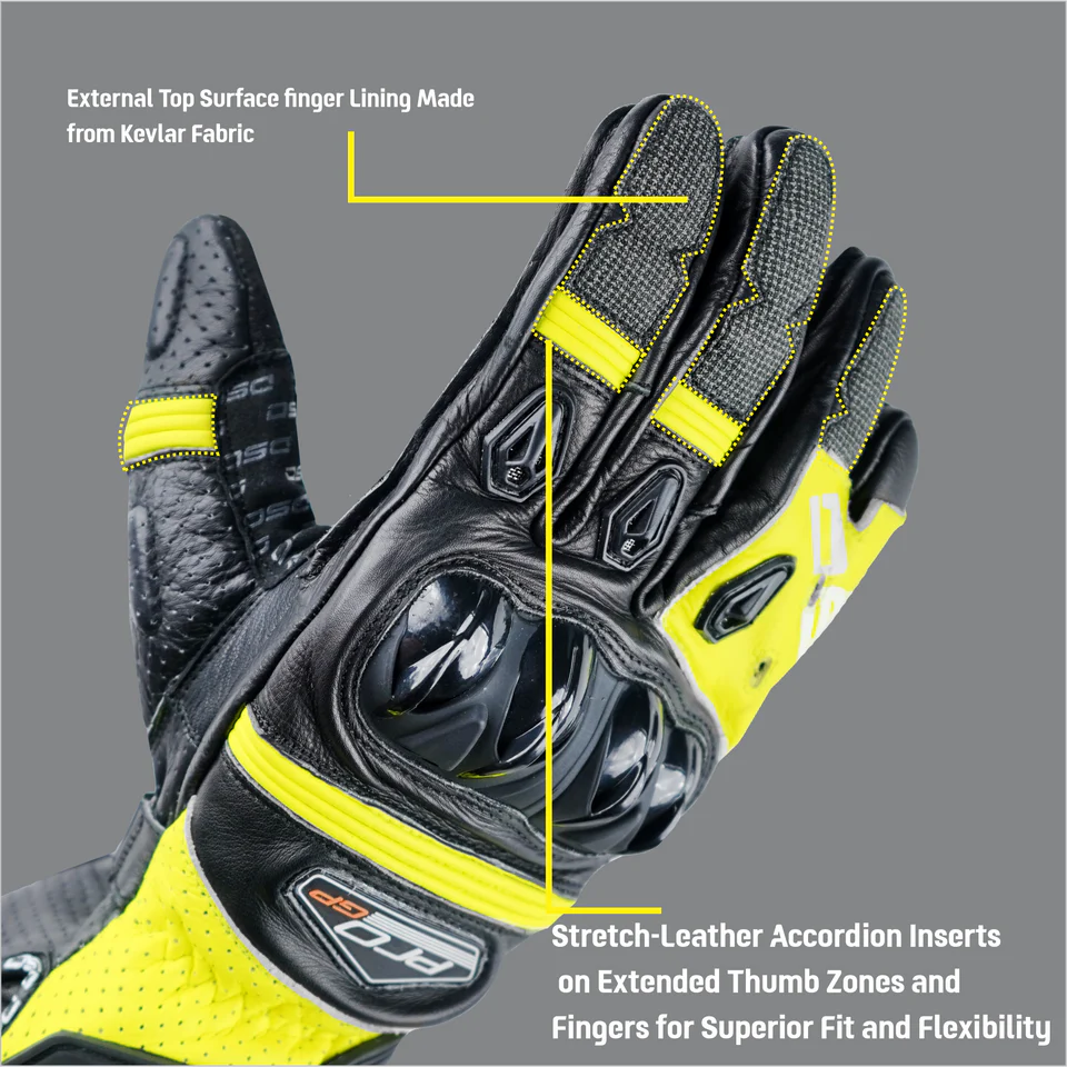 DSG PRO GP RIDING GLOVE BLACK YELLOW FLUO