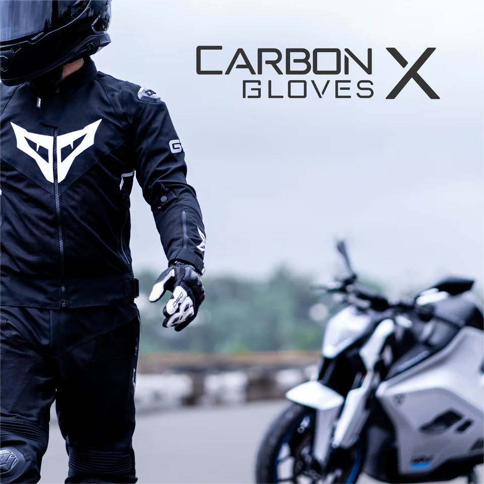 DSG CARBON X V1 RIDING GLOVE - BLACK WHITE