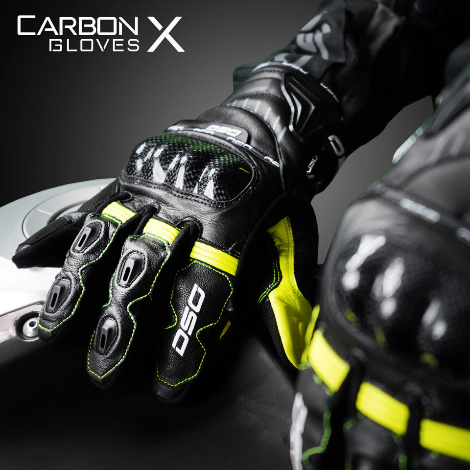 DSG CARBON X V1 RIDING GLOVE - BLACK YELLOW FLUO